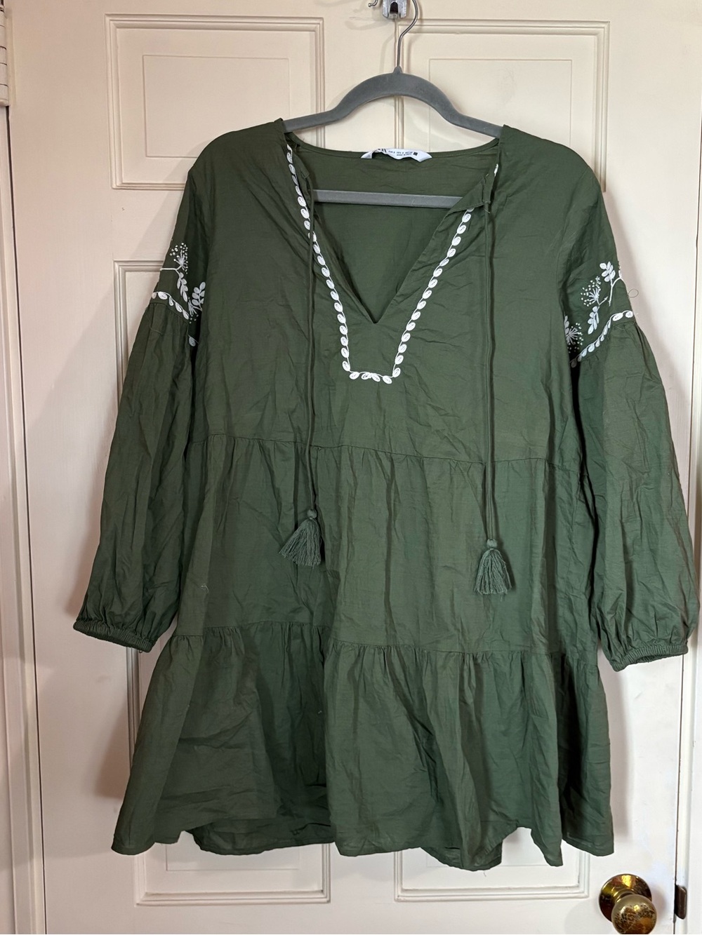 ZARA Embroidered Panelled Dress Green Size Small 7200/023 Cottagecore - Picture 10 of 10